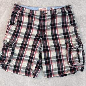 Mossimo Mens Cargo Shorts Plaid Size 38 Y2K Skater Chunky Grunge Punk Baggy Hip